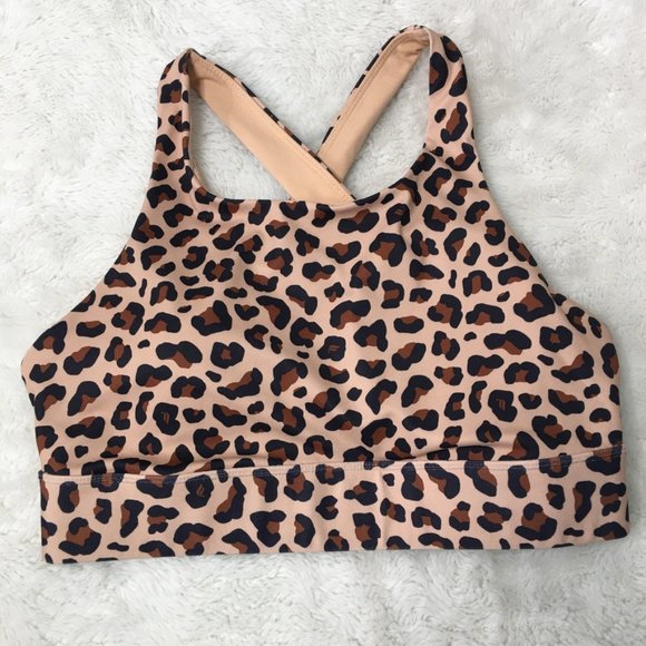 Fabletics Women's Leopard Print Sports Bra + Power Hold Pants, Medium - Picture 3 of 12